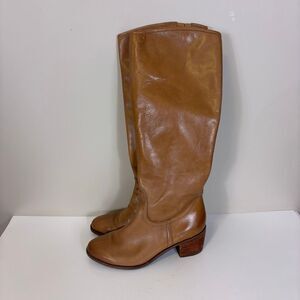 Sam Edelman Laren Tan Leather Tall Low Heeled Riding Boots Size 7.5